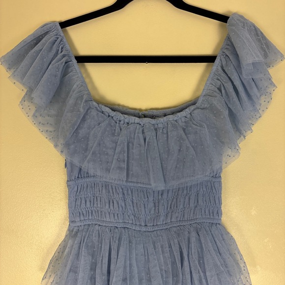 PETAL & PUP Belle Maxi Dress In Blue Women Size Small Tulle Formal Summer Party - Picture 10 of 15